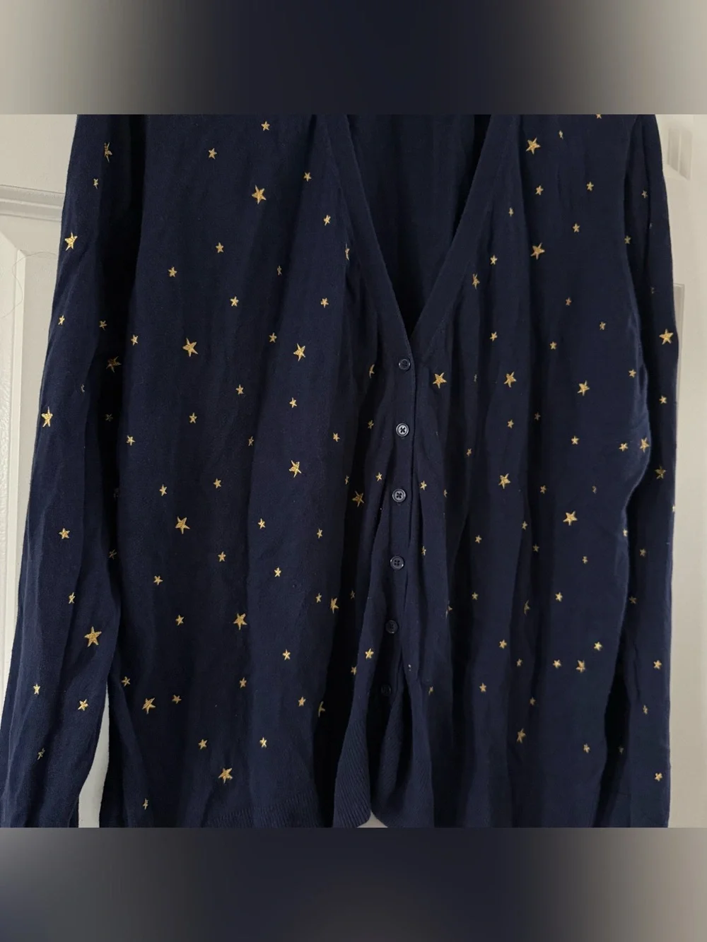 Cotton Old Navy Navy Blue Cardigan with Gold Star Accents